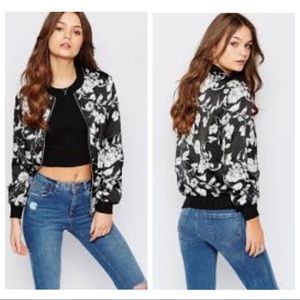Forever 21 Floral Print Bomber Jacket